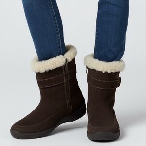 NATURALIZER VELOUR SUEDE WINTER BOOTS BROWN 7N RAIN SNOW CHUKKA SHERPA SHEARLING